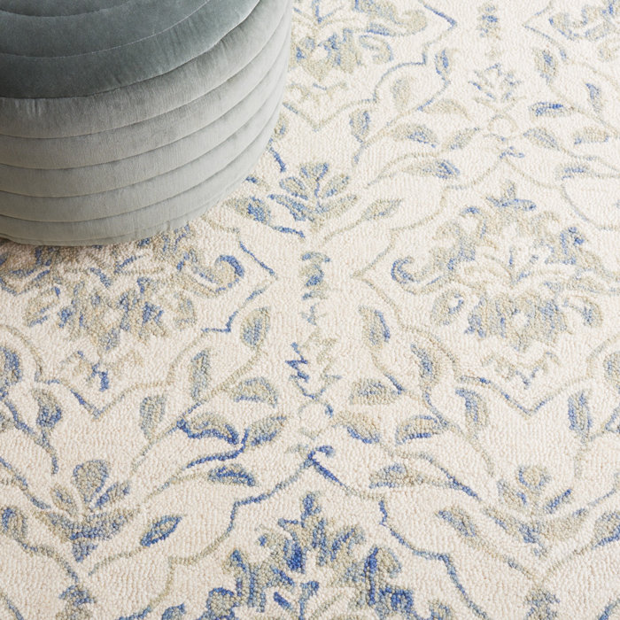 Charlton Home® Pimentel Hand Tufted Wool Blue/Ivory Rug & Reviews Wayfair